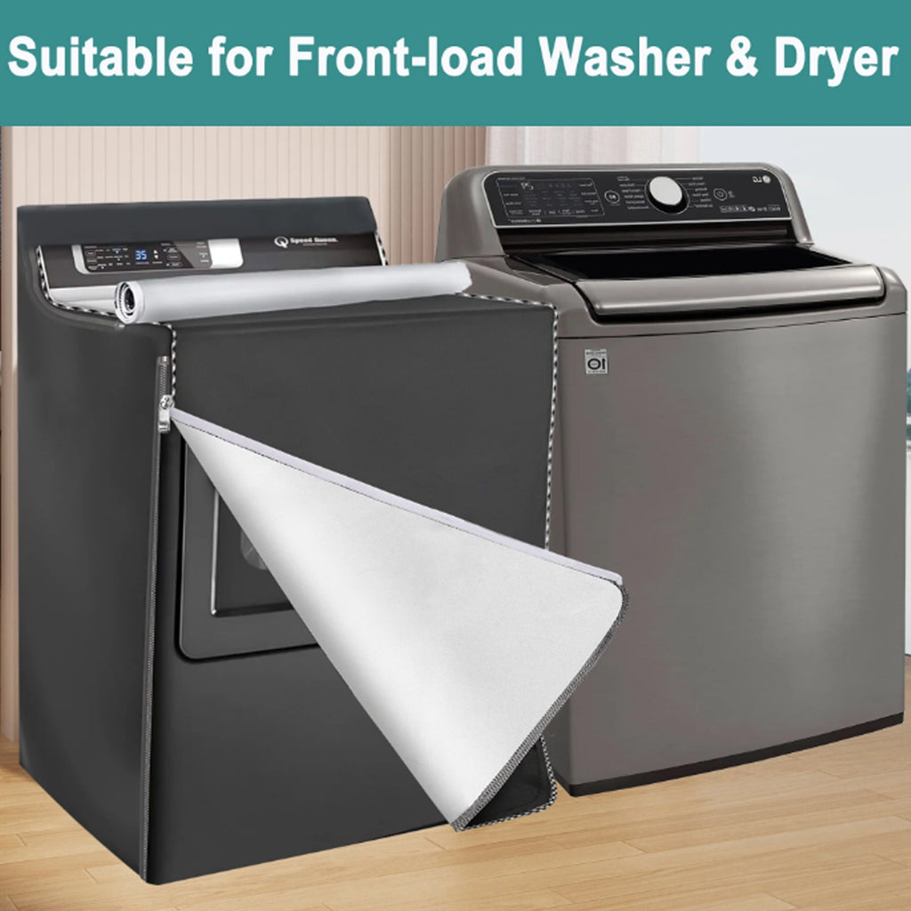 DICEEVIL 2 Pcs Washing Machine Cover, Zipper Design Wash Machine Cover, Waterproof Dust-proof Moderately Sunscreen Fit for Front Load Washer Dryer, All Weather protection