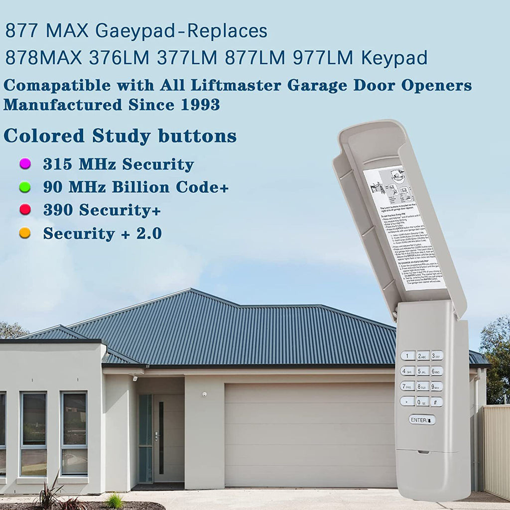 Jowenia Wireless Garage Door Opener Keypad, Craftsman Remote Wireless Keypad Keyless Entry Door Opener Compatible with Liftmaster Replaces 877MAX 376LM 377LM 977LM