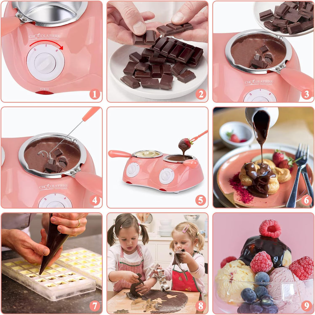 Hinzonek Electric Chocolate Melting Pot, Melting Pot Chocolate Fondue Melting Machine With Double Pot Kitchen，Candy Melts Candy And Chocolate Melting Pot