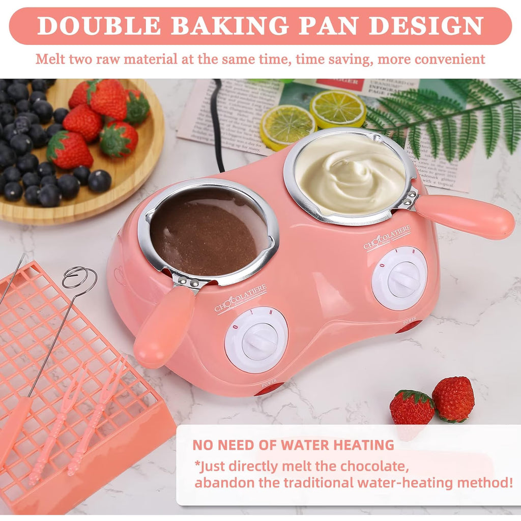 Hinzonek Electric Chocolate Melting Pot, Melting Pot Chocolate Fondue Melting Machine With Double Pot Kitchen，Candy Melts Candy And Chocolate Melting Pot