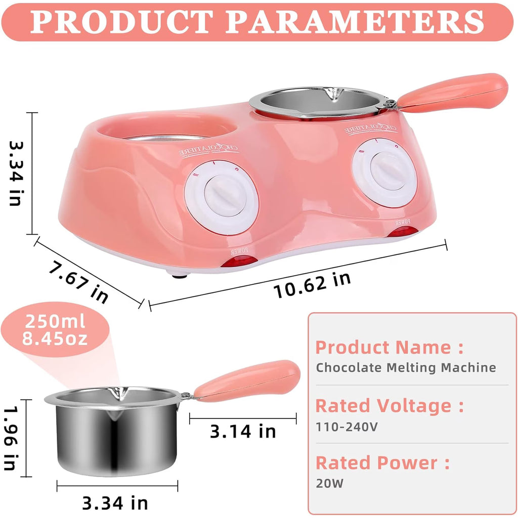 Hinzonek Electric Chocolate Melting Pot, Melting Pot Chocolate Fondue Melting Machine With Double Pot Kitchen，Candy Melts Candy And Chocolate Melting Pot