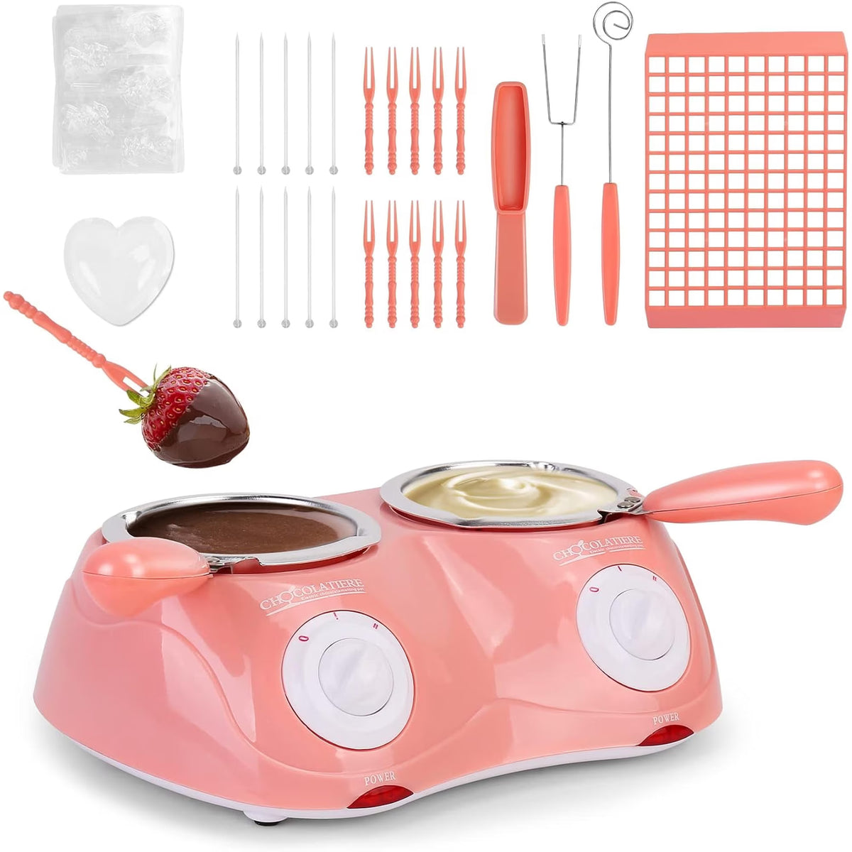 Hinzonek Electric Chocolate Melting Pot, Melting Pot Chocolate Fondue Melting Machine With Double Pot Kitchen，Candy Melts Candy And Chocolate Melting Pot
