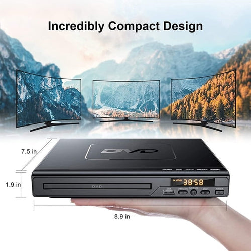 FAMKIT DVD Players for Smart TV, Simple DVD Player for Elderly, DVD Players CD Player with USB Input AV Cable for Home Stereo System, Black