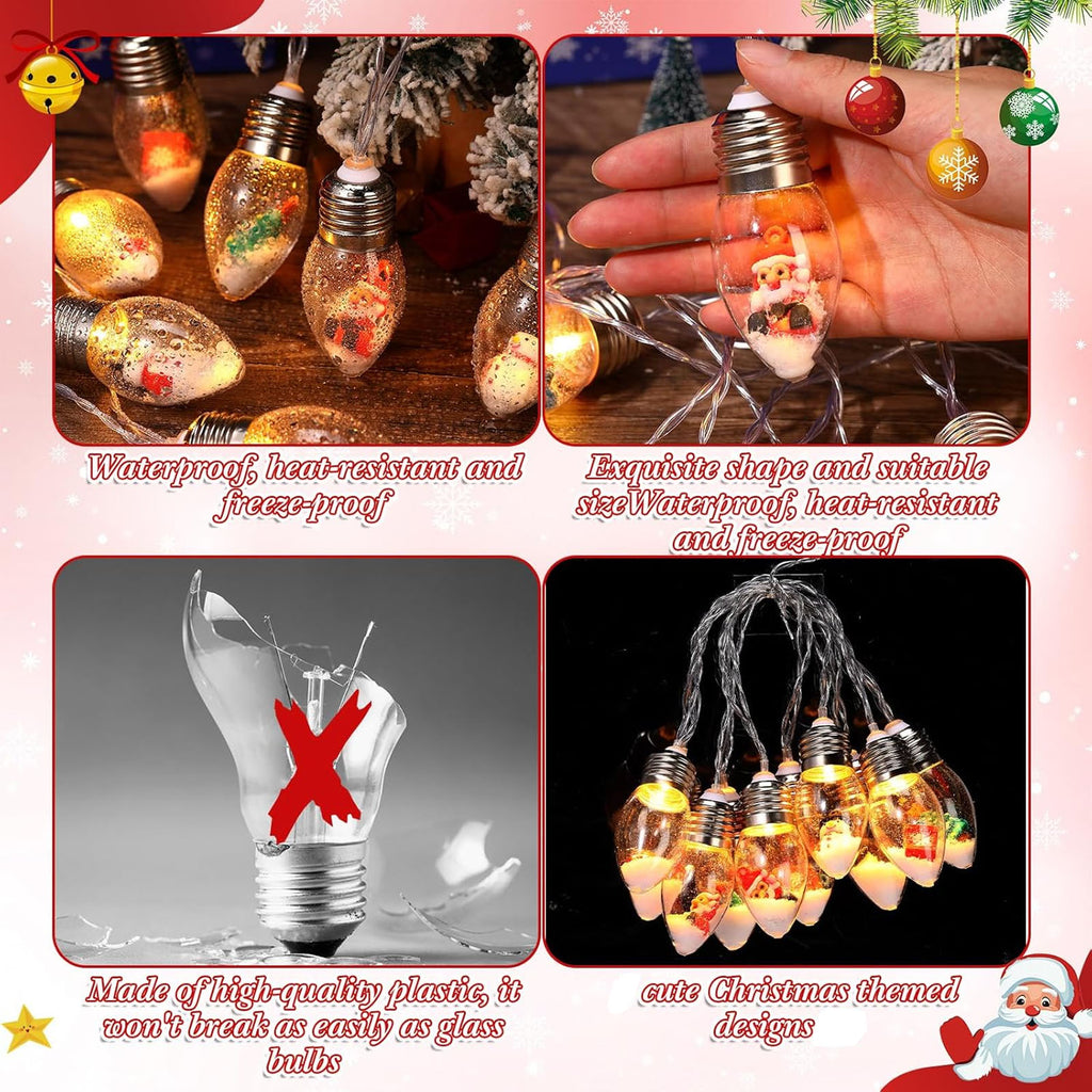 Diceevil Christmas Snow Globe String Lights Indoor Decorations, 10 LED Clear Bulbs Christmas Tree String Lights with Dolls, Christmas Lights for Home Patio Fireplace Bedroom Party Christmas Decor, 6.6ft