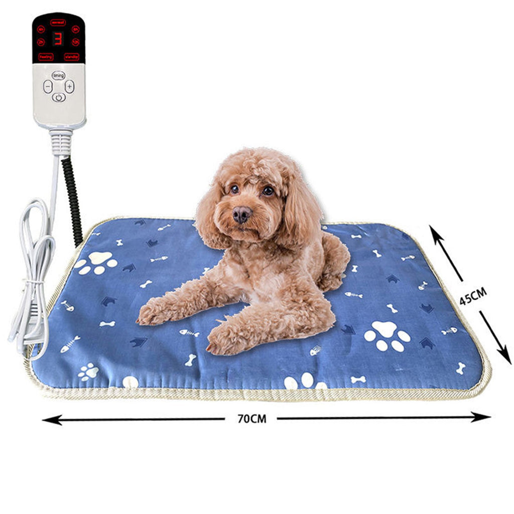 Haokaini Pet Heating Pad, Heated Cat Dog Bed Mat, Waterproof Adjustable Temperature Timed Heated Puppy Bed Pads with Chew Resistant Cord, Reusable Kitty Mats for Dogs Cats Small Animals