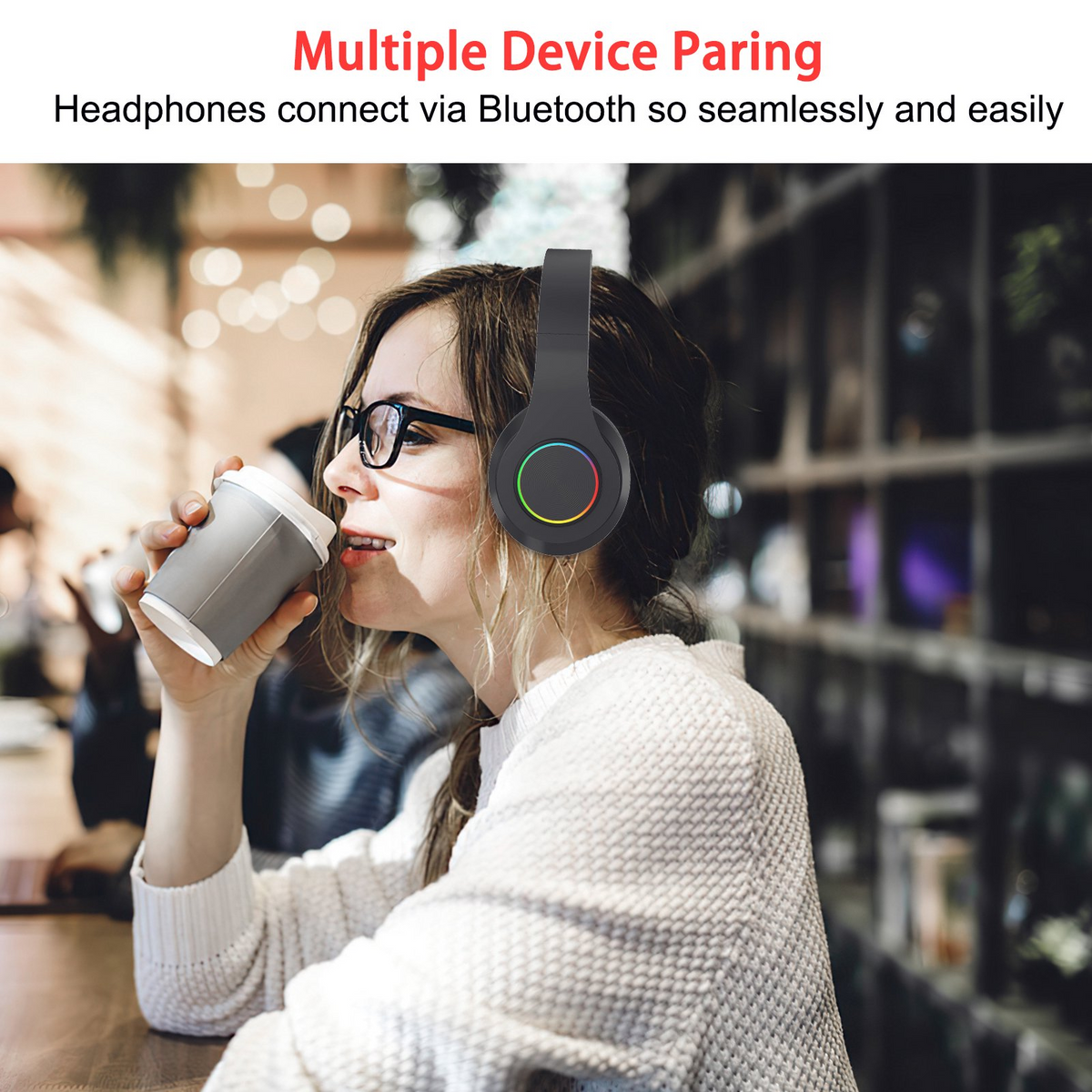 Leyeet Bluetooth Over-Ear Headphones, Noise Canceling Wireless Headphones with Inside Microphone, Adjustable Lightweight Headset Easy Carry & Soft Earpads, Foldable Headset for Travel Office B39