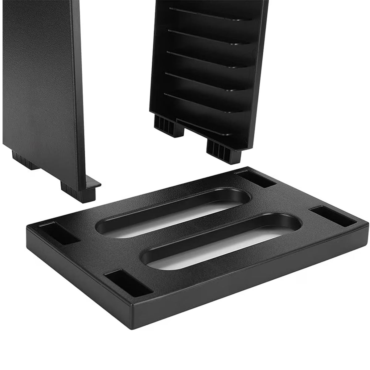 FAMKIT Game Storage Stand Tower for PS5/ PS4/ PS3/ Xbox Series S, Universal Game Disc Holder Vertical Stand Organizer Tower, Hold 36pcs Video Game Discs, Black