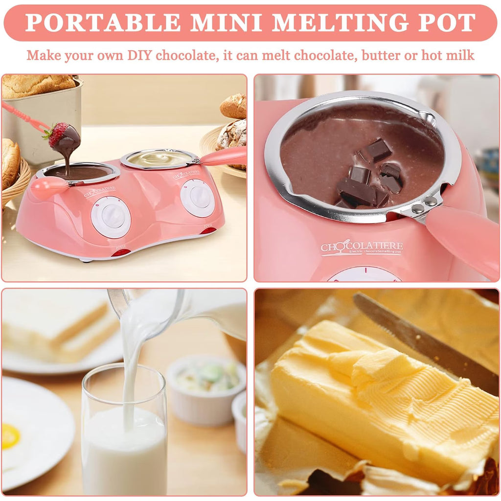 Hinzonek Electric Chocolate Melting Pot, Melting Pot Chocolate Fondue Melting Machine With Double Pot Kitchen，Candy Melts Candy And Chocolate Melting Pot