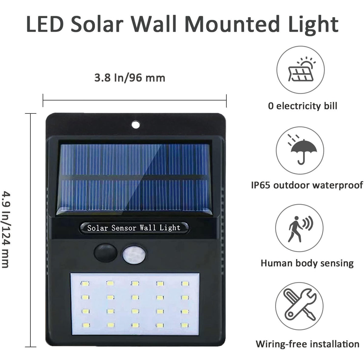 OhhGo 6 Pack 30 LED Solar Motion Sensor Lights, Wireless Outdoor Wall Lights, Waterproof Security Wall Mount Light for Holiday Decors Yard Garden, Black