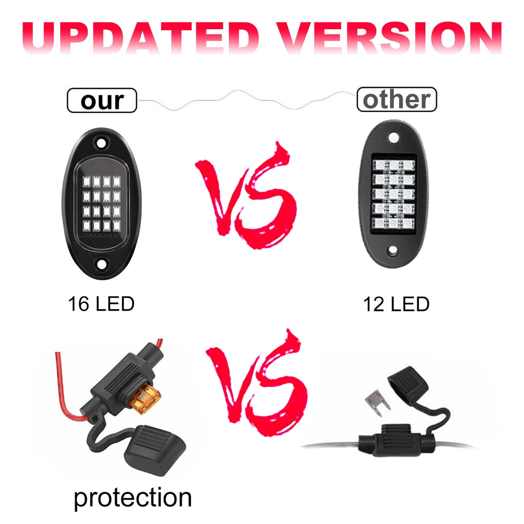 OhhGo 10 Pods RGB LED Rock Lights, TSV RGB LED Neon Lights Kit with APP Control Music Mode 160 LEDs, Waterproof Multilcolor Underglow Lights for Off-Road Trucks Cars ATV SUV RZR