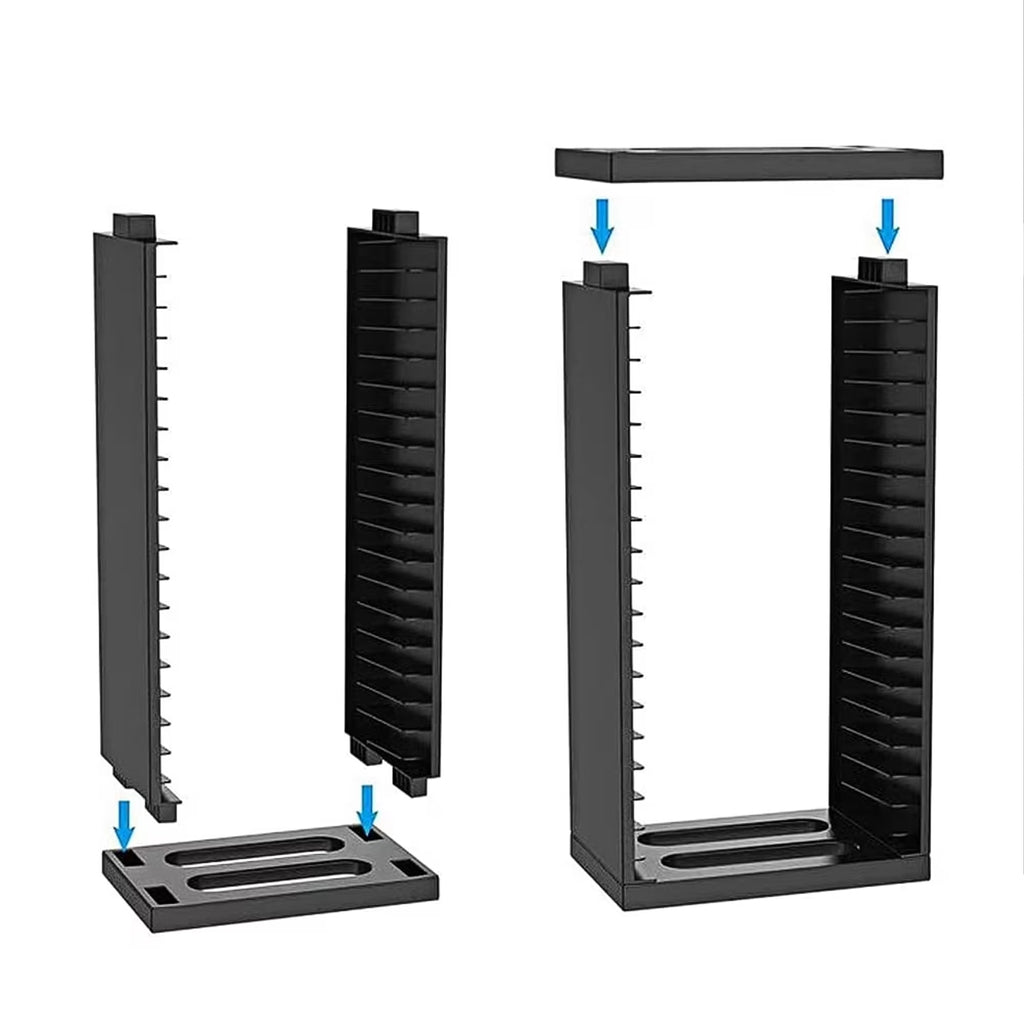 FAMKIT Game Storage Stand Tower for PS5/ PS4/ PS3/ Xbox Series S, Universal Game Disc Holder Vertical Stand Organizer Tower, Hold 36pcs Video Game Discs, Black