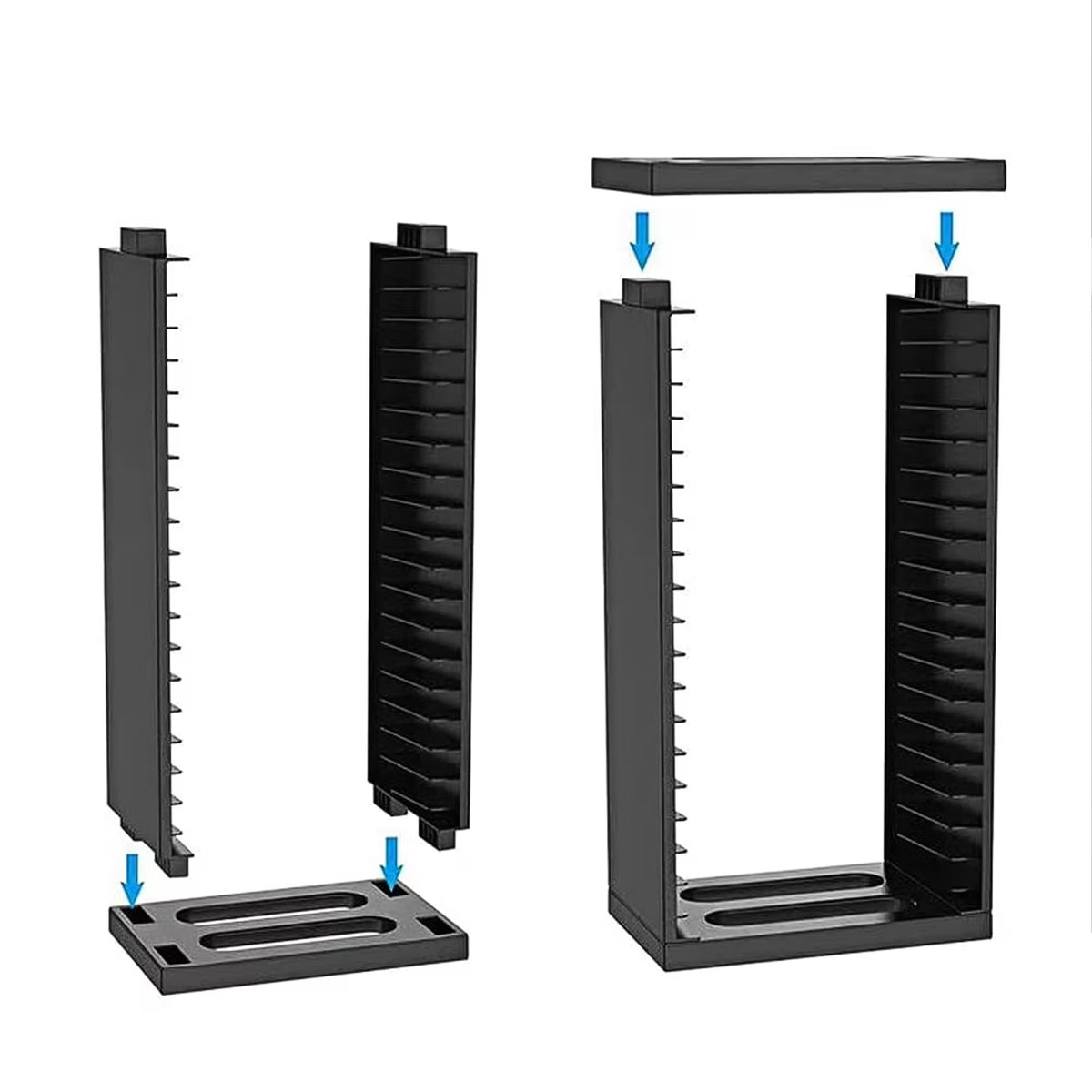 FAMKIT Game Storage Stand Tower for PS5/ PS4/ PS3/ Xbox Series S, Universal Game Disc Holder Vertical Stand Organizer Tower, Hold 36pcs Video Game Discs, Black