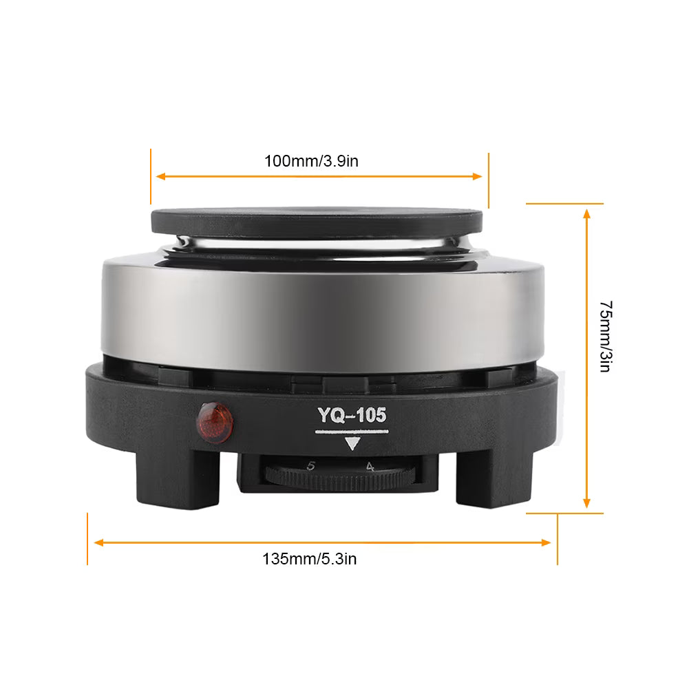 Hinzonek Mini Electric Heater Stove, 500W Round Hot Plate Portable Countertop Burner For Ceramic Glass Kettle Single Plate Cooktop, Easy to Clean Multifunction Home Kitchen Hot Burner,Black