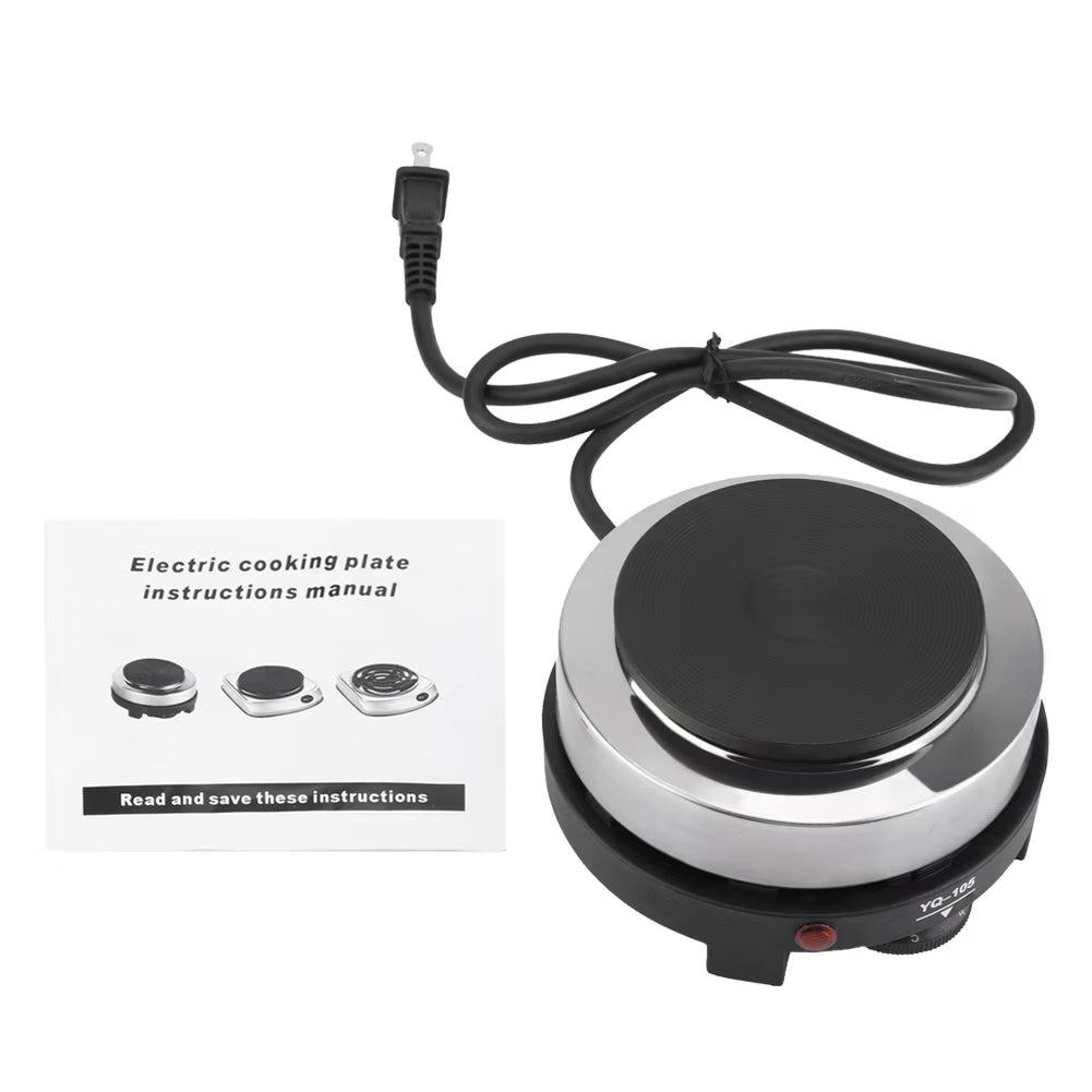 Hinzonek Mini Electric Heater Stove, 500W Round Hot Plate Portable Countertop Burner For Ceramic Glass Kettle Single Plate Cooktop, Easy to Clean Multifunction Home Kitchen Hot Burner,Black