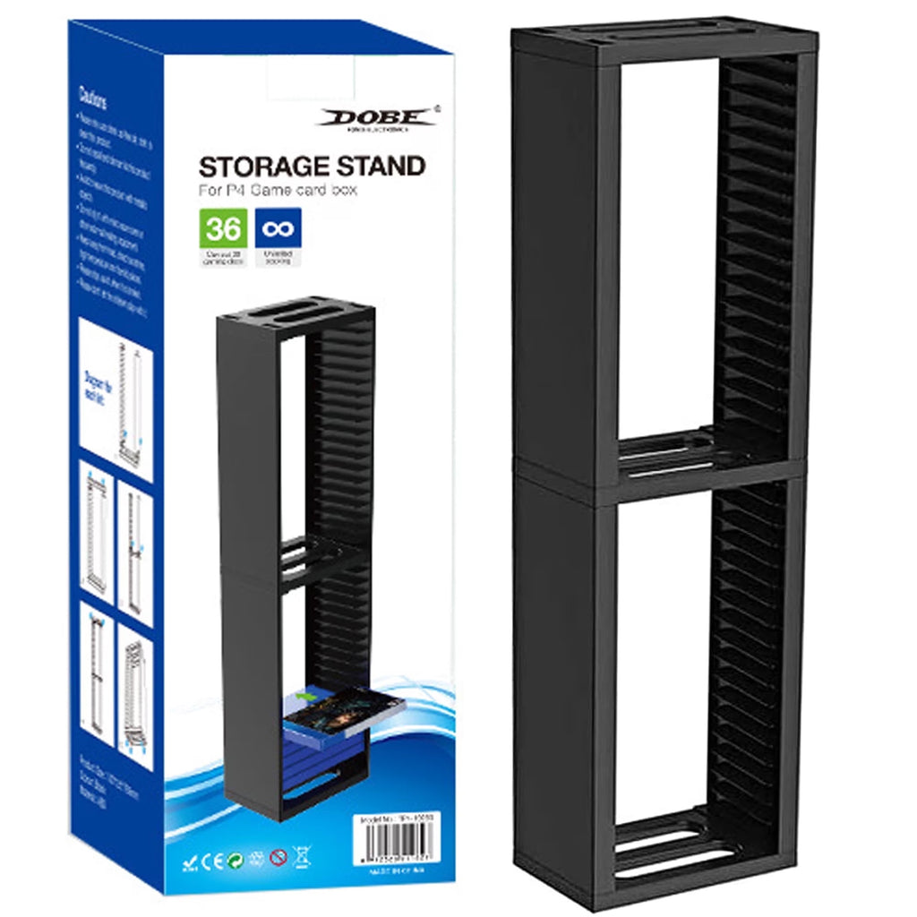 Haokaini Video Game Storage Tower for PS5/ PS4/ PS3/ Xbox Series S & X/Xbox one Game, Universal Game Holder Rack, Vertical Blu Ray Case Organizer Stand, Stores 36 Games Disk or Blu-Ray Disks, Black