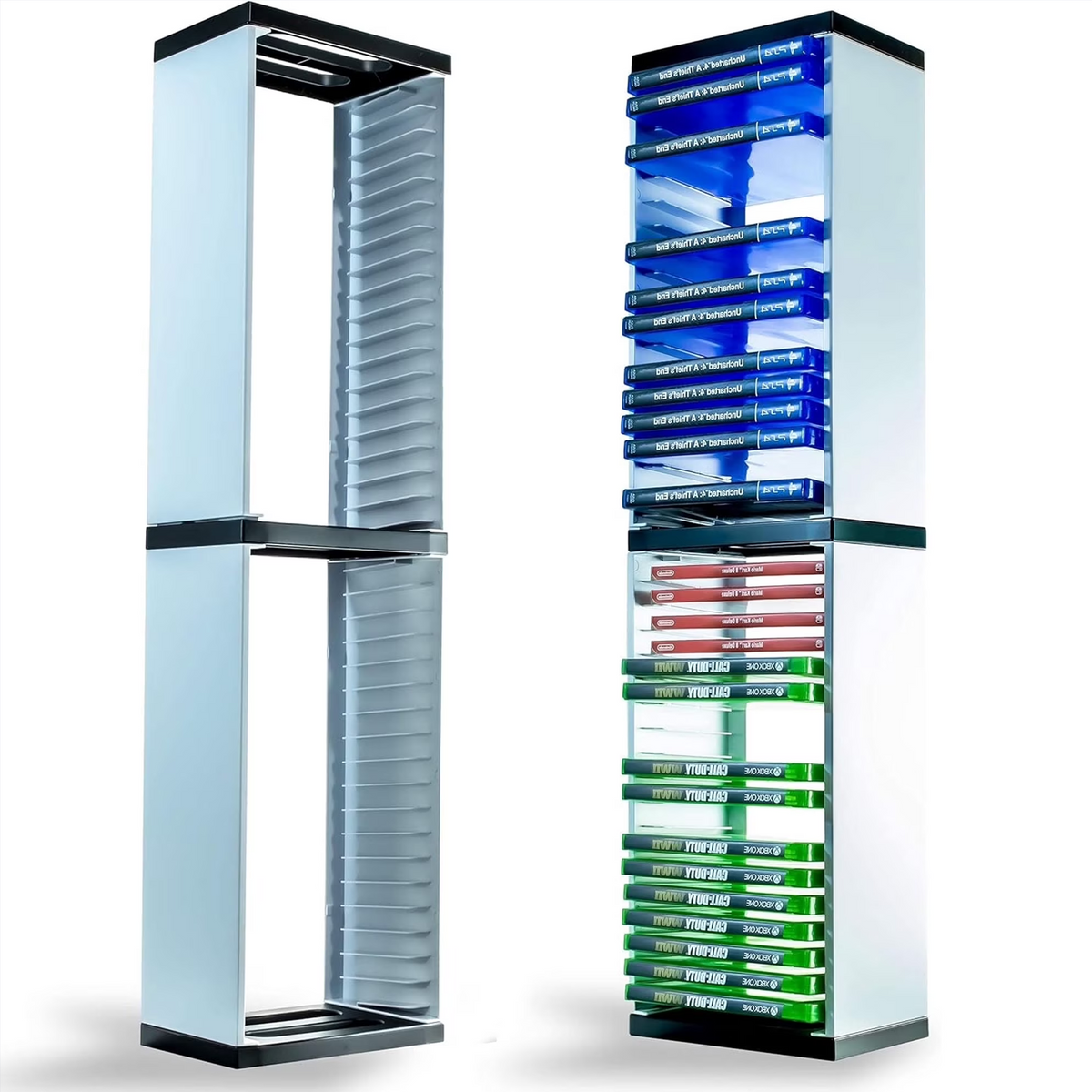 Leyeet Video Game Storage Tower, Vertical Game Disc Holder, Game Holder Organizer Stand with 36 CD Case Storage for Organizing & Displaying, Universal for PS5/PS4/XBOX One/Series/NS Game