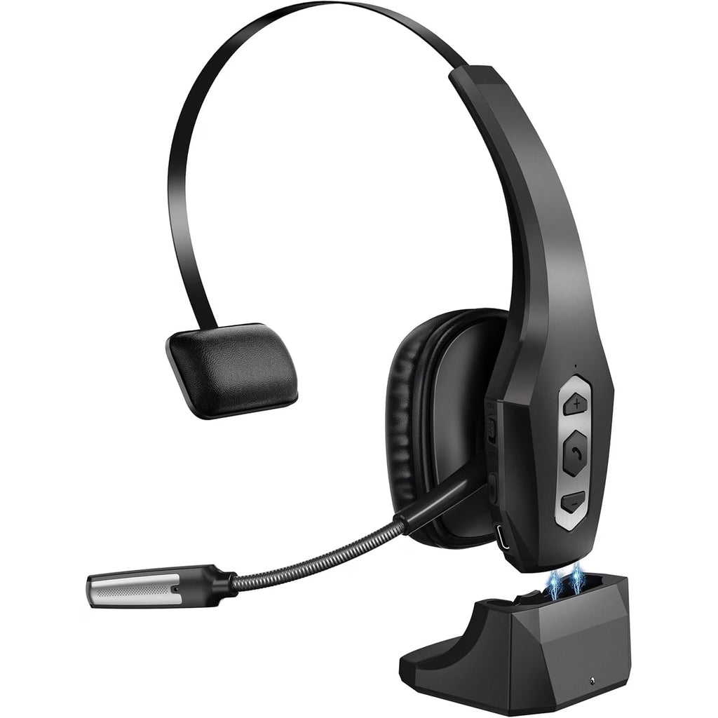 FAMKIT Trucker Bluetooth Headset with Noise Cancelling Mic, 40H Talktime Wireless Headsets, Wireless Single Ear On-Ear Headphones for Home, Cell Phone, Computer ,Driver, Office, Work, Bluetooth 5.3