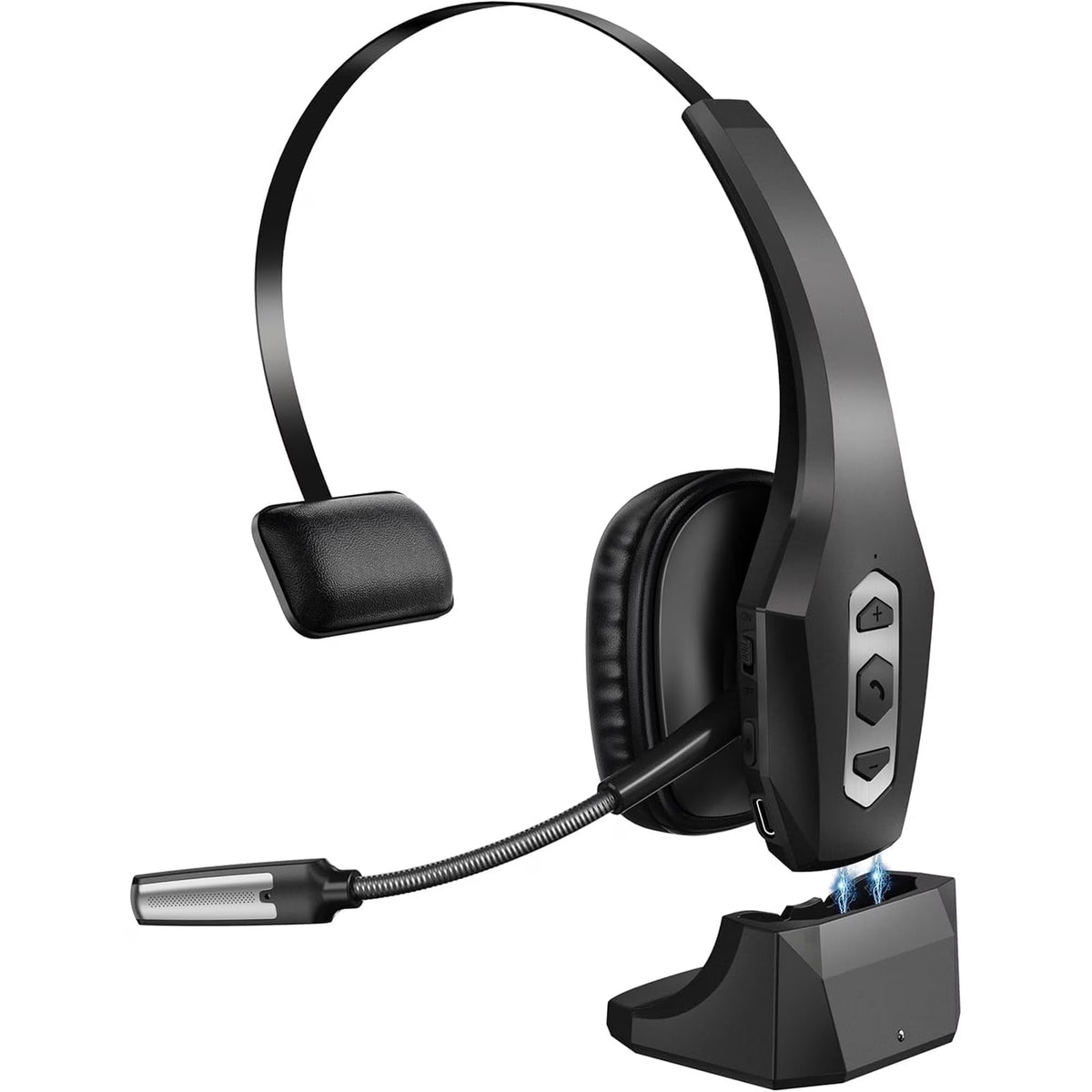 FAMKIT Trucker Bluetooth Headset with Noise Cancelling Mic, 40H Talktime Wireless Headsets, Wireless Single Ear On-Ear Headphones for Home, Cell Phone, Computer ,Driver, Office, Work, Bluetooth 5.3