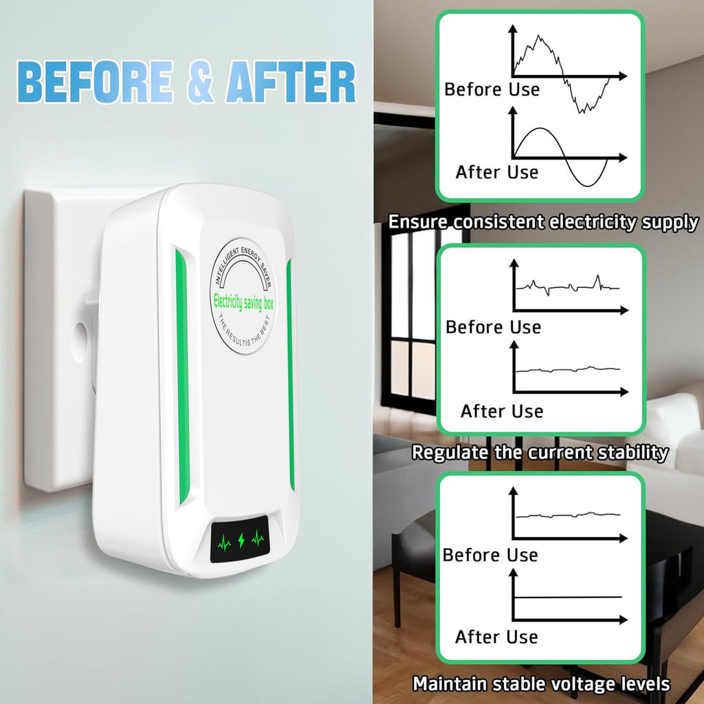 OhhGo 6 Pack Power Saver, Energy Saving Device Electricity Saving Box High Efficiency Household Stable Voltage Device Reduces Energy Costs US Plug