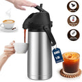 OhhGo Thermal Coffee Carafe with Pump, 64OZ/1.9L Stainless Steel Coffee Dispenser for Keeping Hot - Large Airpot Coffee Thermos, Leakproof Hot Water Beverage Dispenser for Hot Drinks Tea Liquid