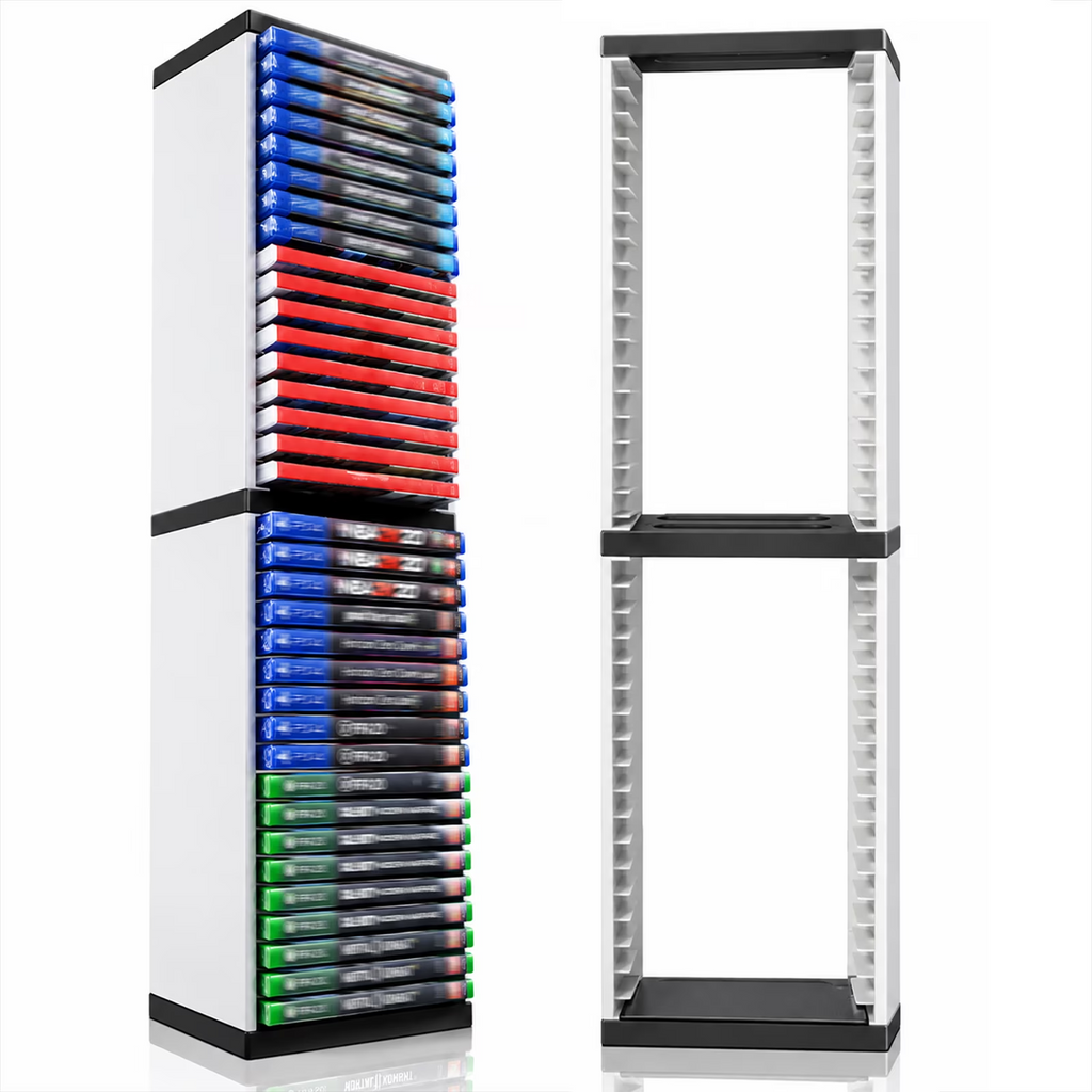 Leyeet Video Game Storage Tower, Vertical Game Disc Holder, Game Holder Organizer Stand with 36 CD Case Storage for Organizing & Displaying, Universal for PS5/PS4/XBOX One/Series/NS Game