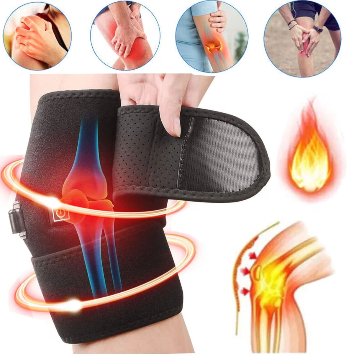 Haokaini Knee Heating Pad, Heated Knee Brace Wrap with 3 Adjustable Temperature & Herbal Bags, Electric Heat Knee Wrap Support, Joint Pain & Arthritis Pain Relief, for Men and Women, Black