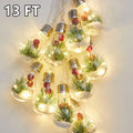 FAMKIT Christmas Snow Globe String Lights, 10 LED Bulb Fairy Lights with Green Pine Berry Snowflake, Battery Operated Hanging Xmas Tree Lights Indoor Outdoor for Home Garden Patio Wedding Party, 13FT