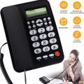 FAMKIT Corded Phone, Dual Interface Wired Telephone with Display & Big Button, Corded Landline Telephone Desk Phone, House Phone for Home Office Seniors Elderly, Black