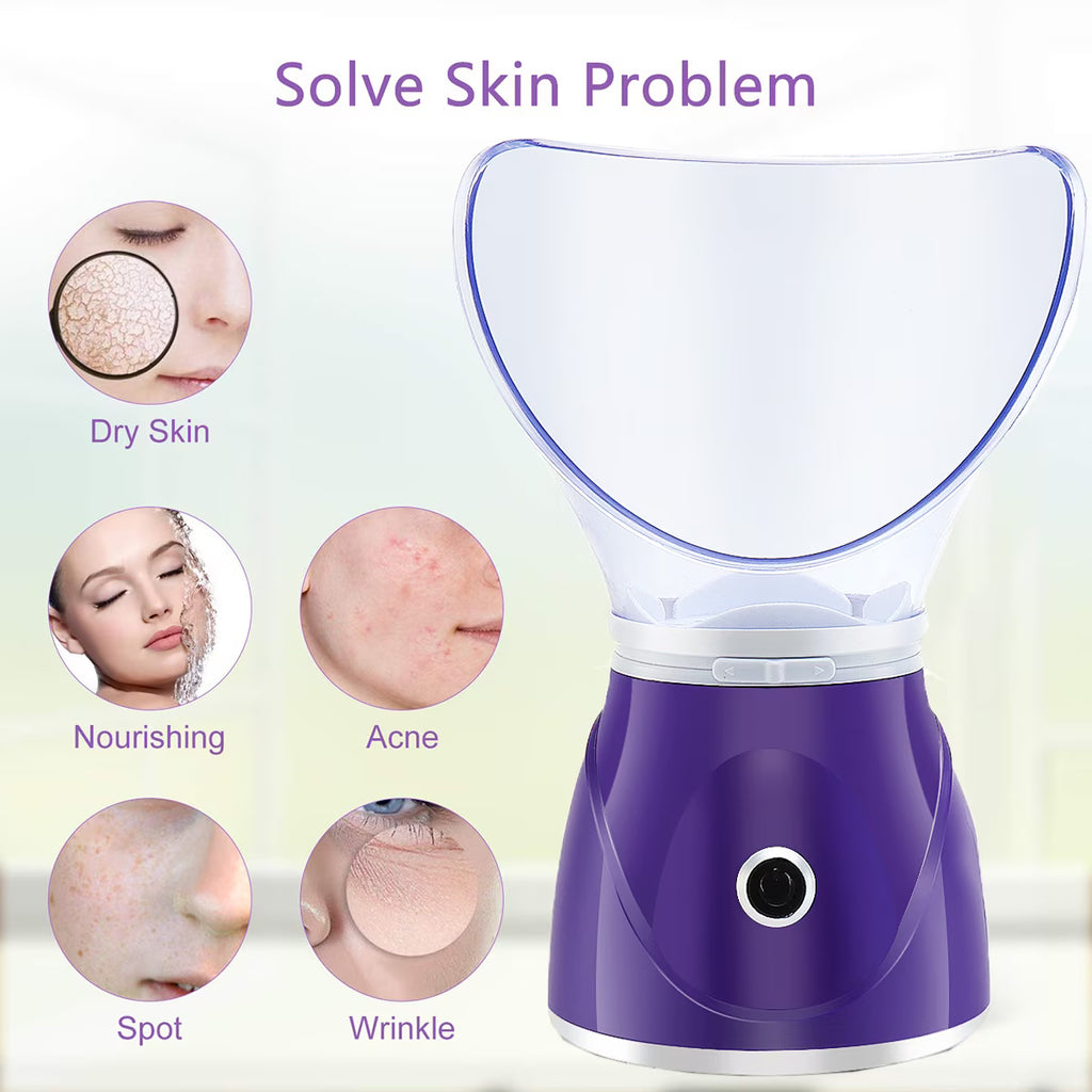 Hinzonek Facial Steamer, 110V Facial Spa Pores Steam Skin Clean Sauna Beauty Face Mist Thermal Steamer Beauty Instrument (Purple)