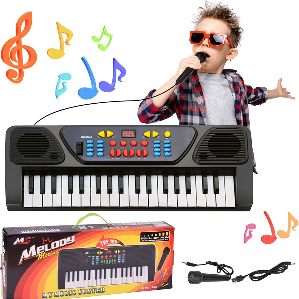 FAMKIT 37 Keys Piano Keyboard for Kids, Kids Digital Music Electronic Keyboard Piano Toy with Microphone, Electric Beginner Keyboard Piano Musical Toys for Girls Boys Christmas Birthday Gifts