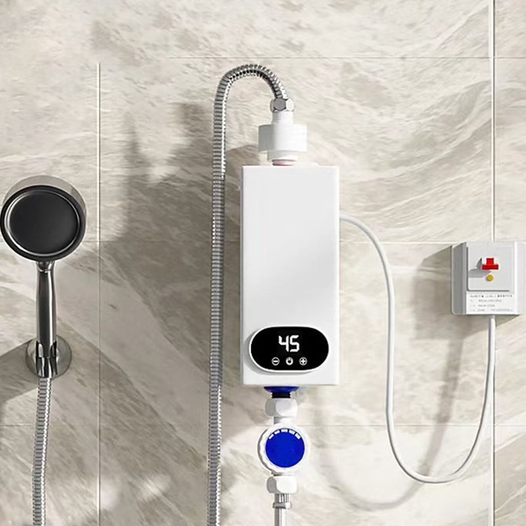 FAMKIT Electric Tankless Water Heater, 5500W Instant Electric Water Heater with Digital Display for Kitchen Bathroom Washin