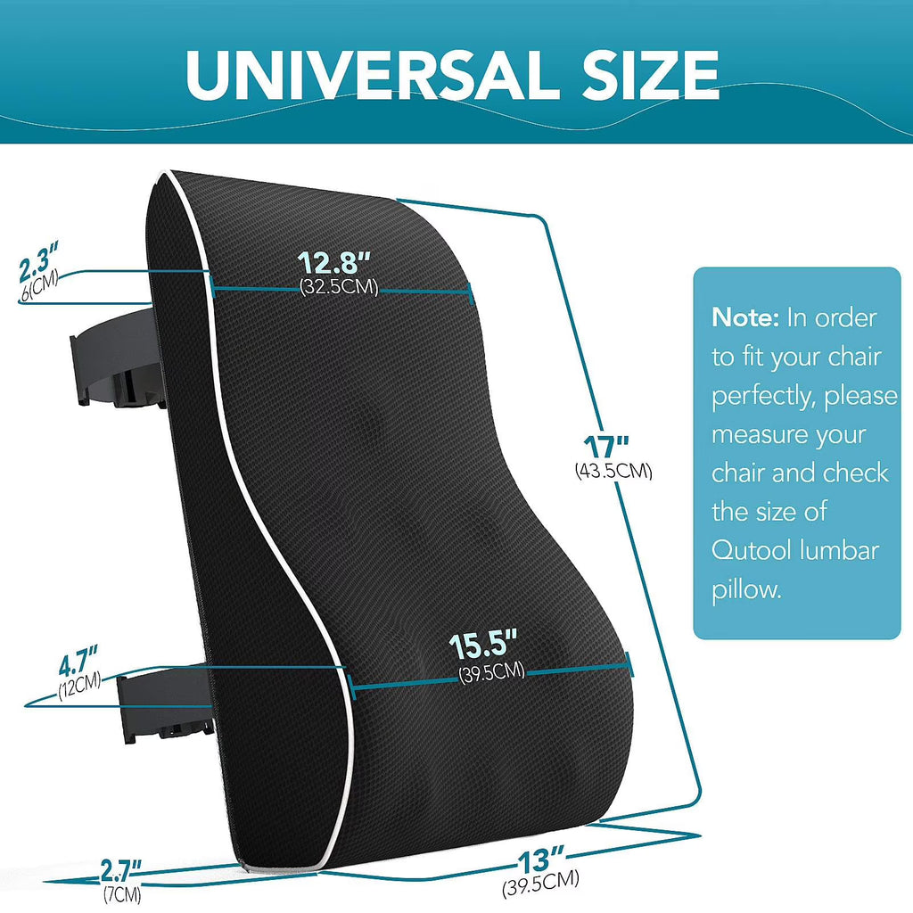 Hinzonek Lumbar Support Pillow,Ergonomic Memory Foam for Office Chair Car Back Cushion,Pain Relief Improve Posture for Office Chair,Car, Computer, Gaming Chair,Black