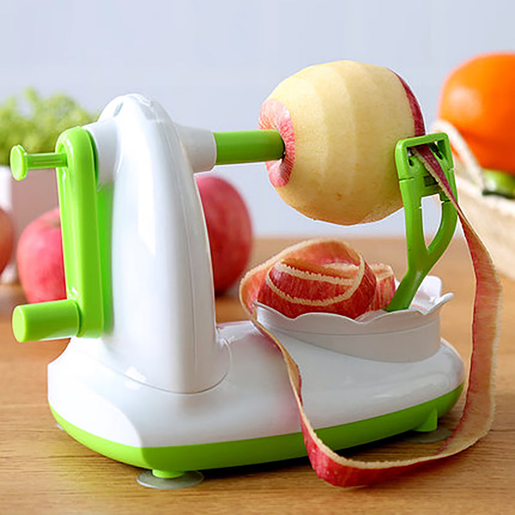 Hinzonek Potato Apple Peeler Corer Slicer Cutter Chopper Pear Fruit Easy Cut Cutter Kitchen Tool, Stainless Steel Blades Apple Cutter,Green