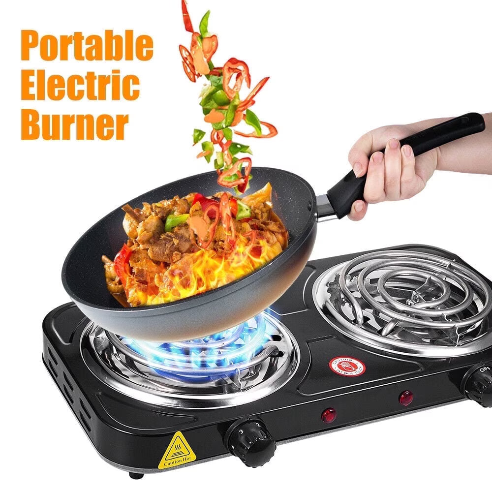 Zjyufy Electric Double Burner,2000WElectric Hot Plate Heating Stove with 5 Adjustable Temperatures