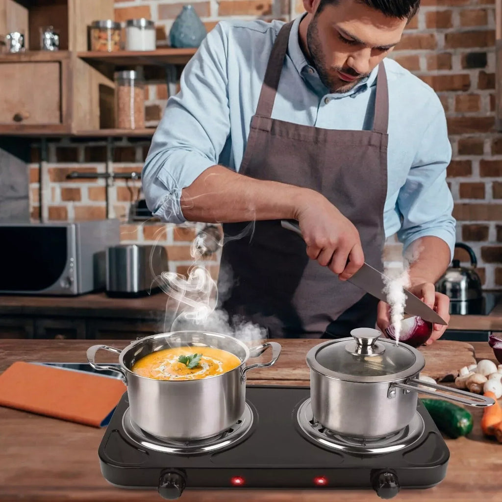 Zjyufy Electric Double Burner,2000WElectric Hot Plate Heating Stove with 5 Adjustable Temperatures
