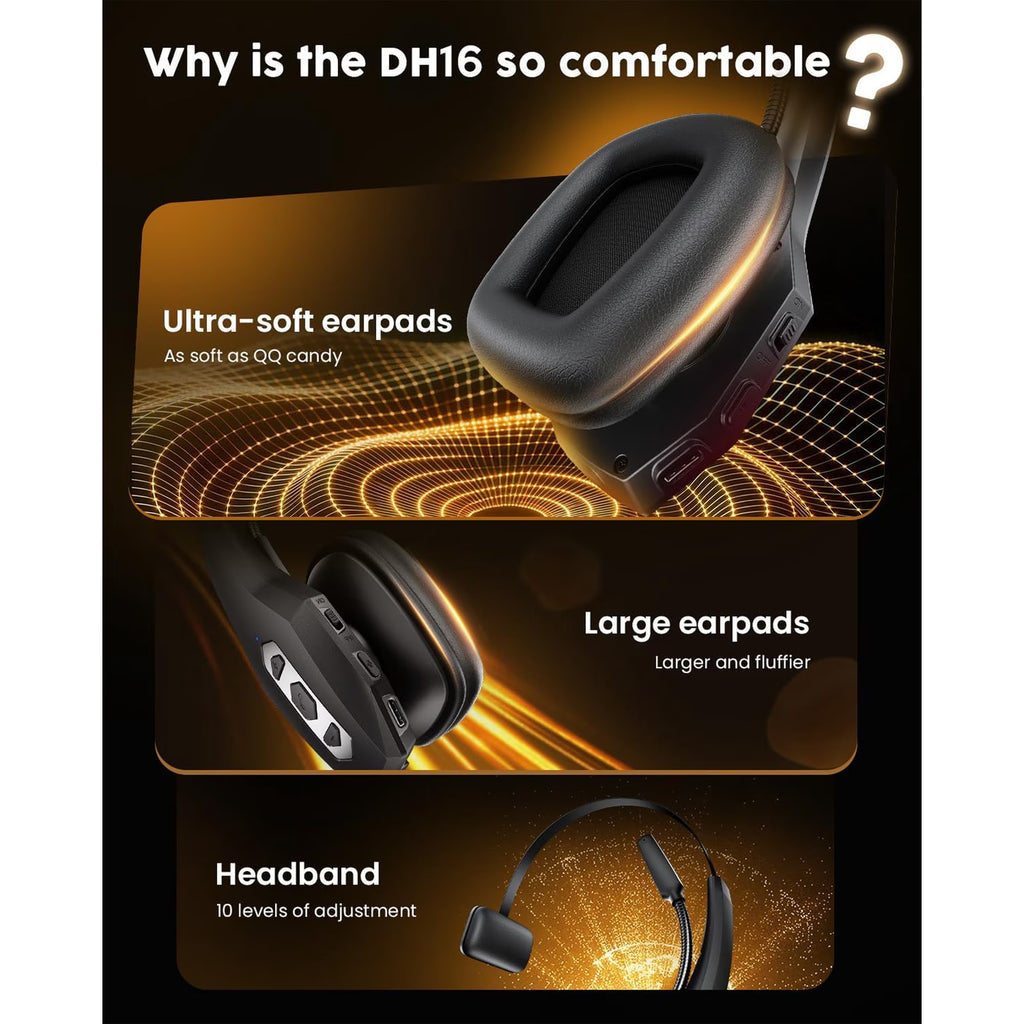 FAMKIT Trucker Bluetooth Headset with Noise Cancelling Mic, 40H Talktime Wireless Headsets, Wireless Single Ear On-Ear Headphones for Home, Cell Phone, Computer ,Driver, Office, Work, Bluetooth 5.3