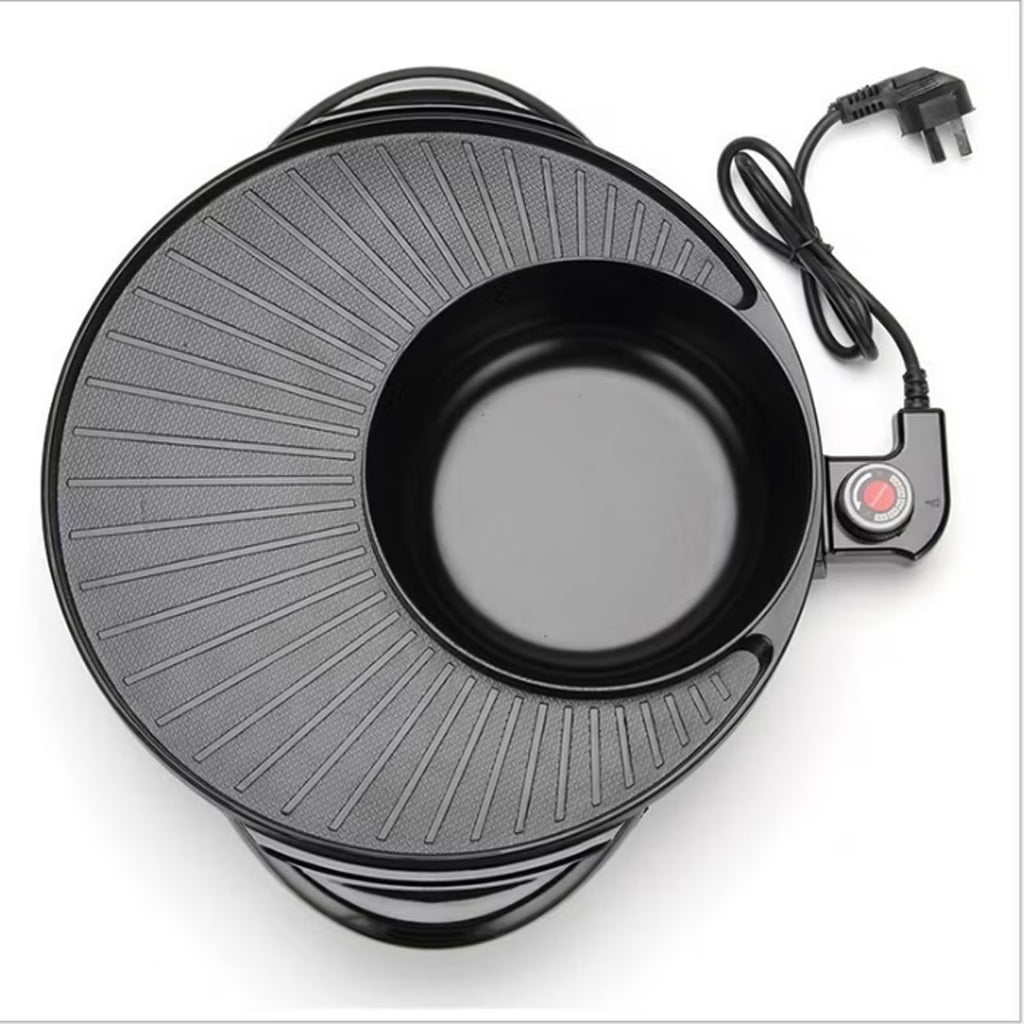 FAMKIT Electric Hot Pot and Grill Combo, 110V Hot Pot with Grill 2 in 1, Multifunctional Smokeless Korean Barbecue Grill, Capacity for 3-5 People, Suitable for Korean BBQ, Shabu and Soup