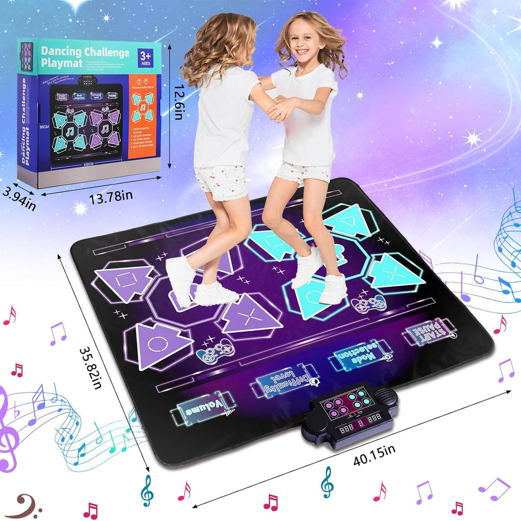Haokaini Dance Mat, 2-Player Wireless Dancing Challenge Playmat Toy, Electronic Music Dance Pad with Music Light, for Christmas Birthday Gift Boys Girls Kids Adults