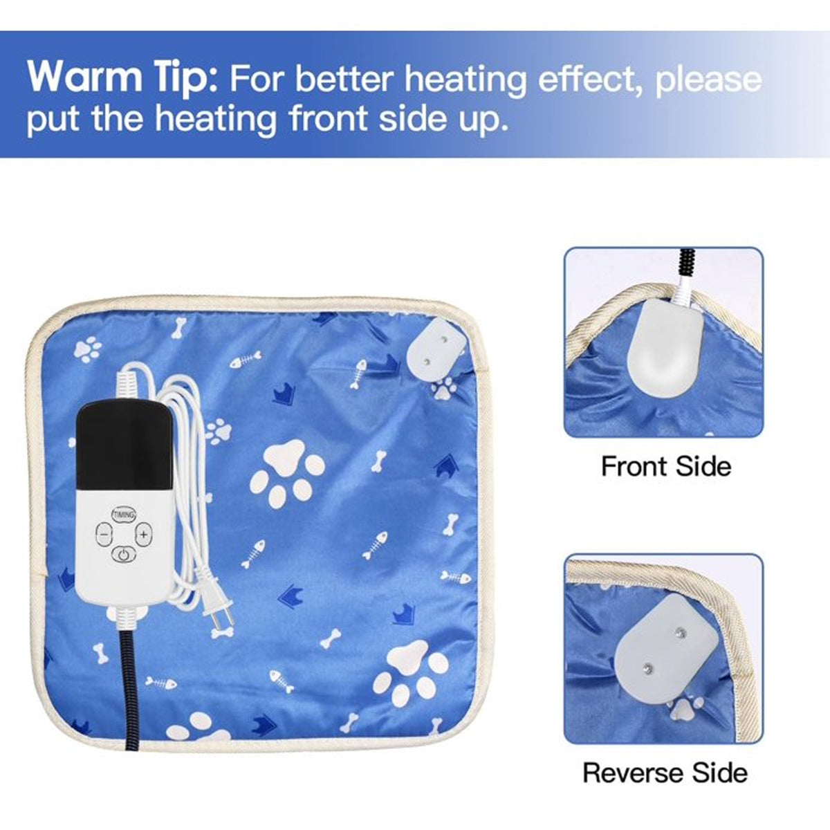 Haokaini Pet Heating Pad, Heated Cat Dog Bed Mat, Waterproof Adjustable Temperature Timed Heated Puppy Bed Pads with Chew Resistant Cord, Reusable Kitty Mats for Dogs Cats Small Animals