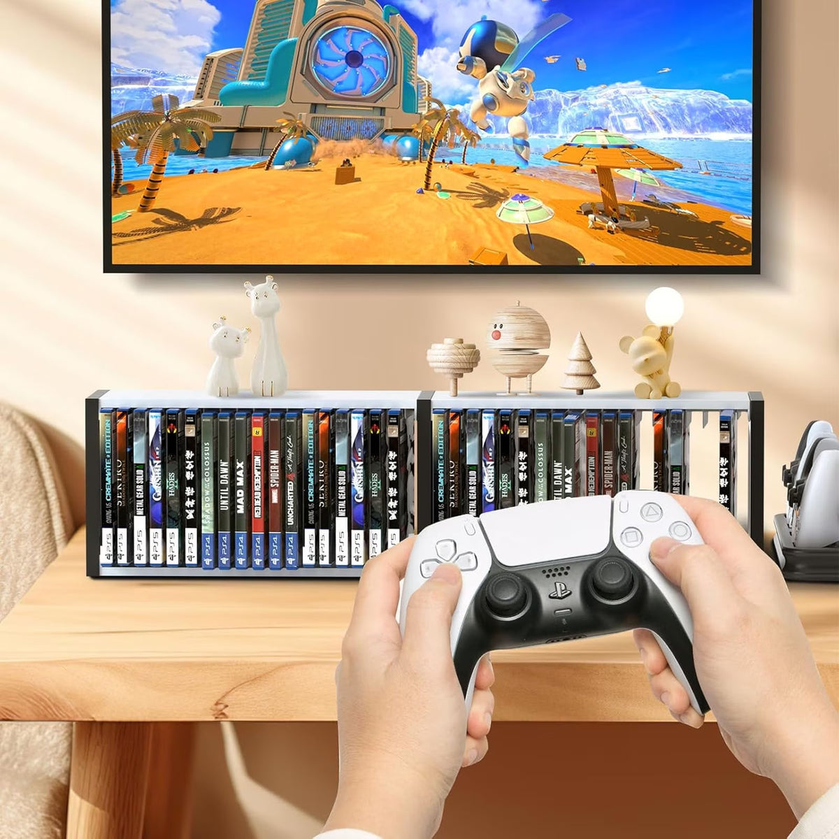 FAMKIT Video Game Storage Stand Tower for PS5/ PS4/ PS3/ Xbox Series, Universal Game Disc Holder Rack Vertical Stand Blu Ray Case Organizer, Game Storage Tower Hold 36pcs Video Game Discs