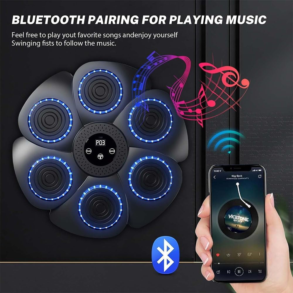 OhhGo Music Boxing Machine, Upgrade Smart Bluetooth Boxing Trainer with Gloves, Wall Mount Interactive Punching Music Boxing Trainer, Boxing Target Workout Equipment for Home, Office, Gym