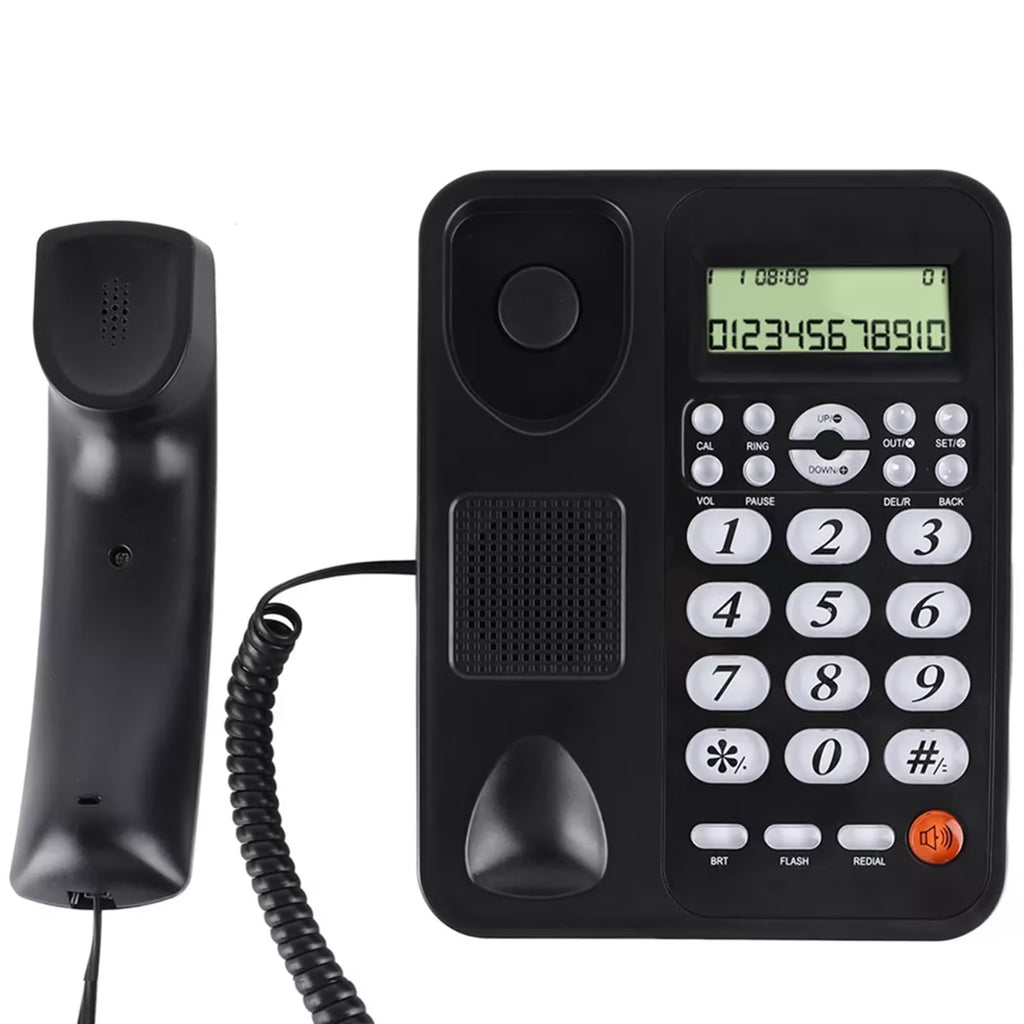 FAMKIT Corded Phone, Dual Interface Wired Telephone with Display & Big Button, Corded Landline Telephone Desk Phone, House Phone for Home Office Seniors Elderly, Black
