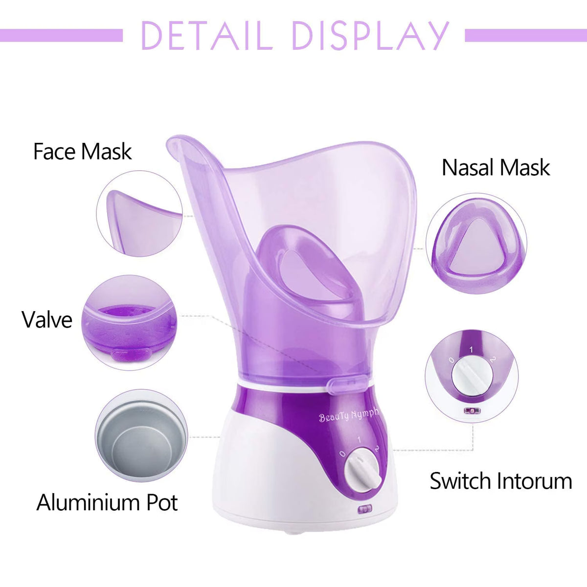 Hinzonek Facial Steamer, Face Humidifier, Spa Pores Steam Skin Clean Sauna Beauty, Face Mist Thermal Beauty Instrument, Nano Ionic Moisturizing Facial Skin Care Tool for Unclogs Pores, Hydrating