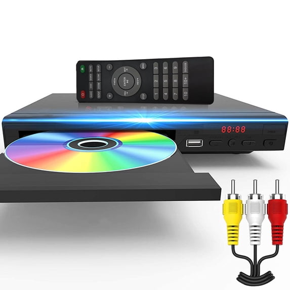 FAMKIT DVD Players for Smart TV, Simple DVD Player for Elderly, DVD Players CD Player with USB Input AV Cable for Home Stereo System, Black