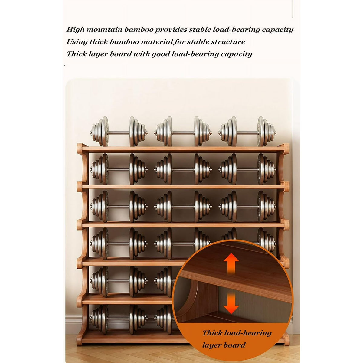 Zjyufy 6 Tiers Shoe Racks, Bamboo Vertical Shoe Rack Organizer for Closet Floor, Wooden Stackable Shoe Storage Shelves, for Entryway, Hallway, Bedroom Hallway Closet ,Multifunctional Front Door Shoe Rack