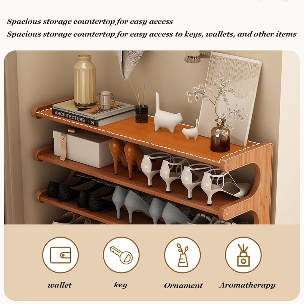 Zjyufy 6 Tiers Shoe Racks, Bamboo Vertical Shoe Rack Organizer for Closet Floor, Wooden Stackable Shoe Storage Shelves, for Entryway, Hallway, Bedroom Hallway Closet ,Multifunctional Front Door Shoe Rack