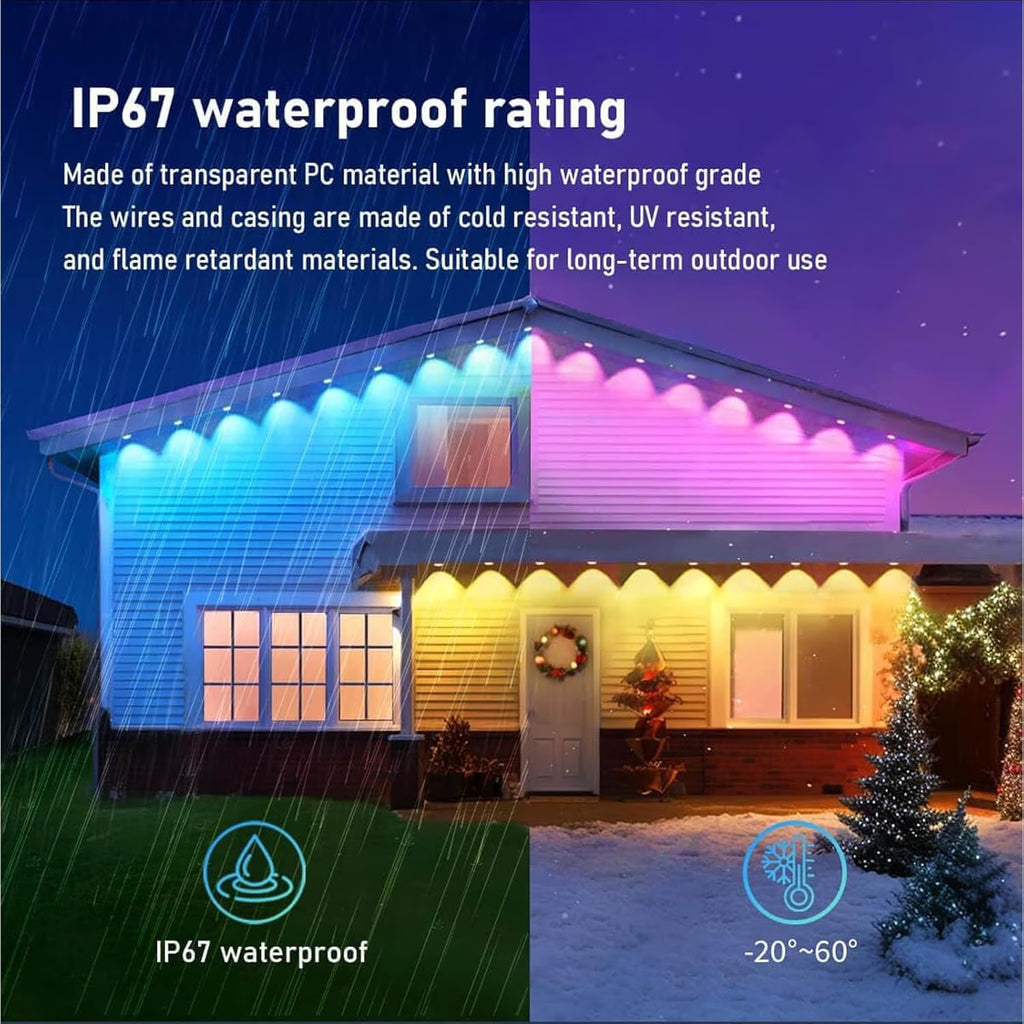 Zjyufy 150FT Permanent Outdoor Lights, IP67 Waterproof Smart RGB Eaves Lights with App/Remote Control, Outdoor Lights for Outdoor Decor, Garden Decor, Christmas, House, Party, Holiday