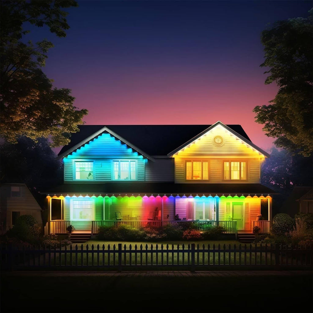 Zjyufy 150FT Permanent Outdoor Lights, IP67 Waterproof Smart RGB Eaves Lights with App/Remote Control, Outdoor Lights for Outdoor Decor, Garden Decor, Christmas, House, Party, Holiday