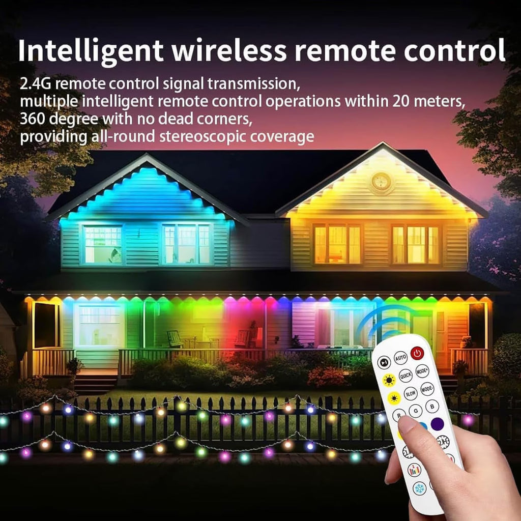 Zjyufy 150FT Permanent Outdoor Lights, IP67 Waterproof Smart RGB Eaves Lights with App/Remote Control, Outdoor Lights for Outdoor Decor, Garden Decor, Christmas, House, Party, Holiday