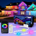 Zjyufy 150FT Permanent Outdoor Lights, IP67 Waterproof Smart RGB Eaves Lights with App/Remote Control, Outdoor Lights for Outdoor Decor, Garden Decor, Christmas, House, Party, Holiday